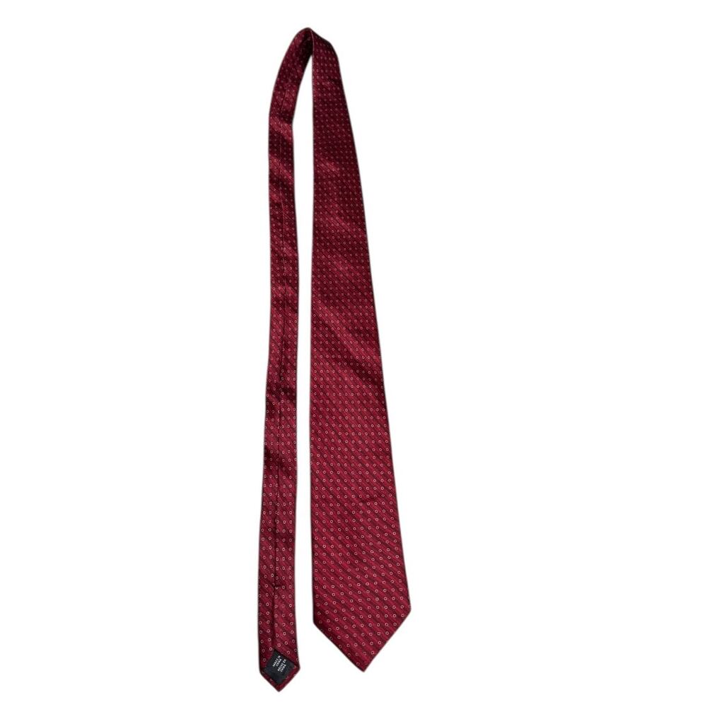 Arrow USA Silk Tie Red Geometric Circle Stripe Pattern Classic Mens Necktie